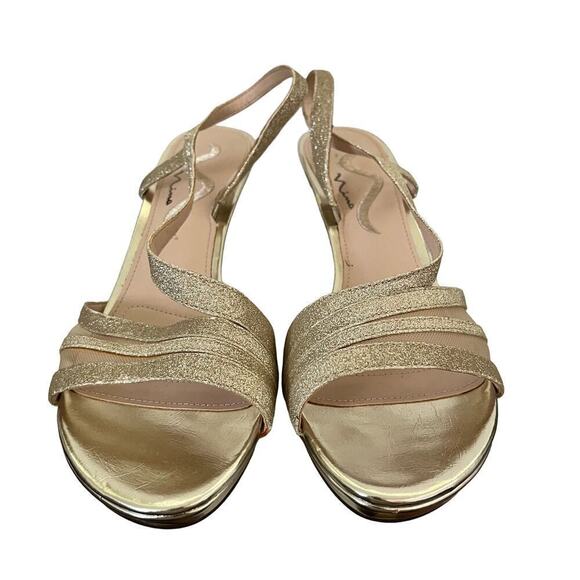 Touch of Nina Nykole Gold Heeled Sandals Size 8.5 Strappy Sparkly Party Shoes - Picture 4 of 12